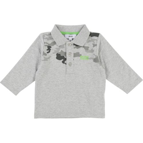 Toddler Grey Camo Detail L/s Polo Shirt 28365 by BOSS from Hurleys