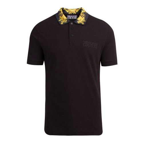 Mens Black Baroque Collar Slim Fit S/s Polo Shirt 83444 by Versace Jeans Couture from Hurleys