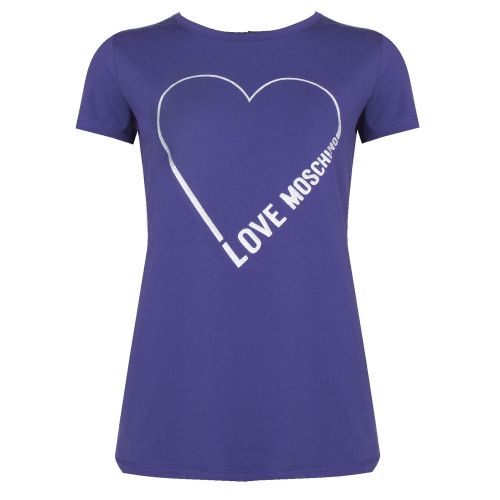 Womens Electric Blue Heart Outline S/s T Shirt 35178 by Love Moschino from Hurleys