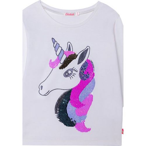 Girls Ivory Sequin Unicorn L/s T Shirt 109460 by Billieblush from Hurleys