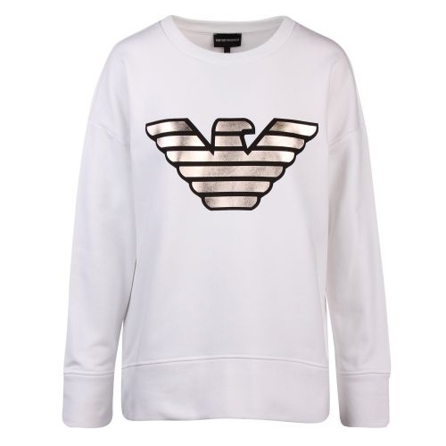 Womens White Metallic Eagle Sweat Top 55383 by Emporio Armani from Hurleys
