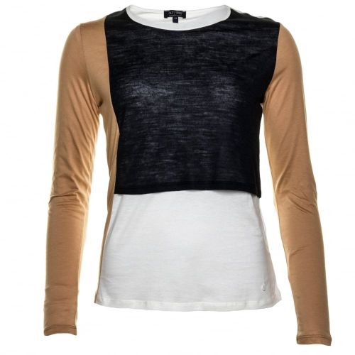 Womens White Colour Block Top 58987 by Armani Jeans from Hurleys