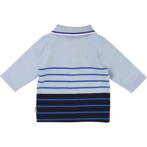 Baby Blue Stripe L/s Polo Shirt 13161 by BOSS from Hurleys