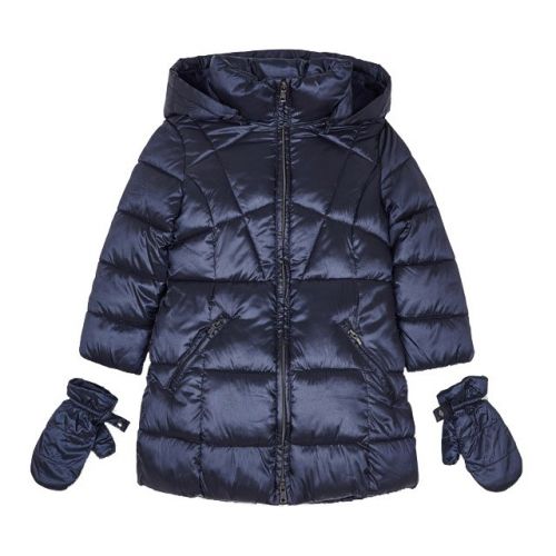 Girls Navy Padded Hooded Coat & Mittens 95141 by Mayoral from Hurleys
