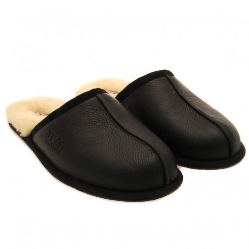 Mens Black Scuff Leather Slippers 63841 by UGG from Hurleys