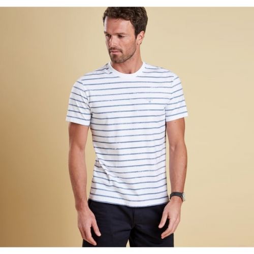 Lifestyle Mens White Dalewood Stripe S/s Tee Shirt 10337 by Barbour from Hurleys