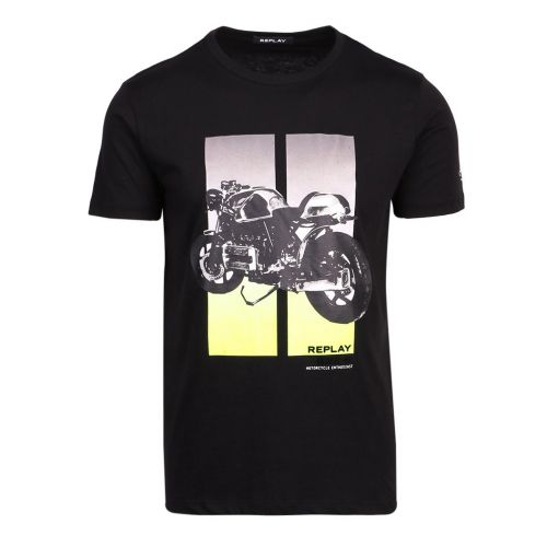 Mens Black Motorcycle S/s T Shirt 96778 by Replay from Hurleys