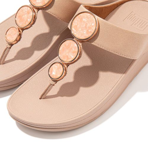 Womens Beige Halo Shimmer Toe-Post Flip Flops 109769 by FitFlop from Hurleys