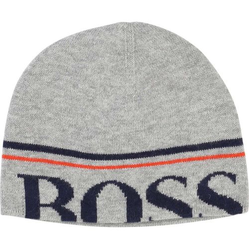 Boys Grey Branded Beanie Hat 16699 by BOSS from Hurleys