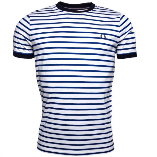 Mens Carbon Blue Breton Stripe Ring S/s Tee Shirt 60716 by Fred Perry from Hurleys