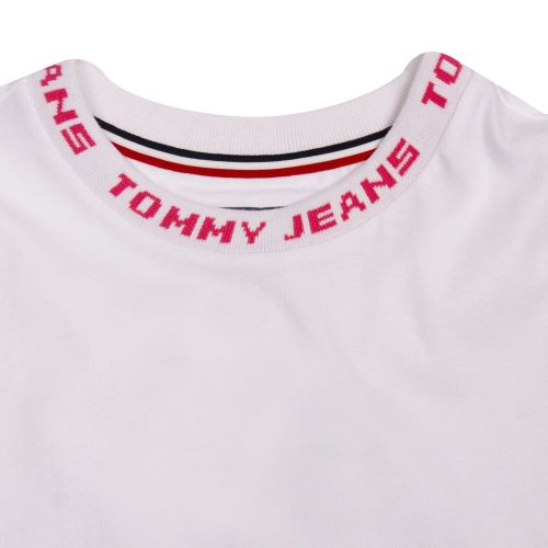 Womens White Branded Neck S/s T Shirt 79790 by Tommy Jeans from Hurleys