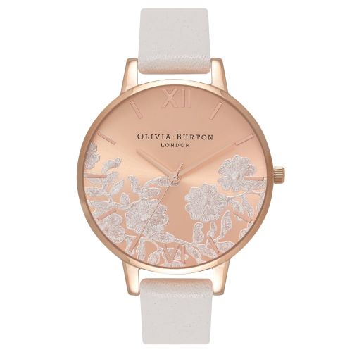 Womens Blush & Rose Gold Lace Detail Watch 10630 by Olivia Burton from Hurleys