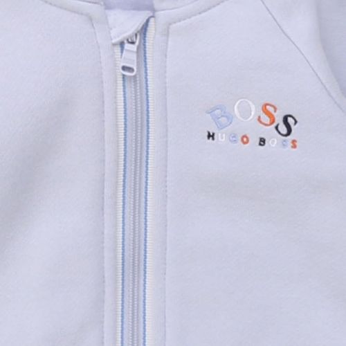 Baby Pale Blue Branded Hooded Zip Through Sweat Top 75234 by BOSS from Hurleys