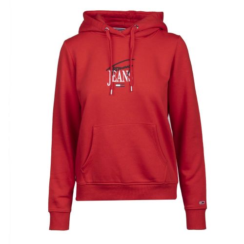 Womens Deep Crimson Essential Logo 1 Hoodie 101633 by Tommy Jeans from Hurleys