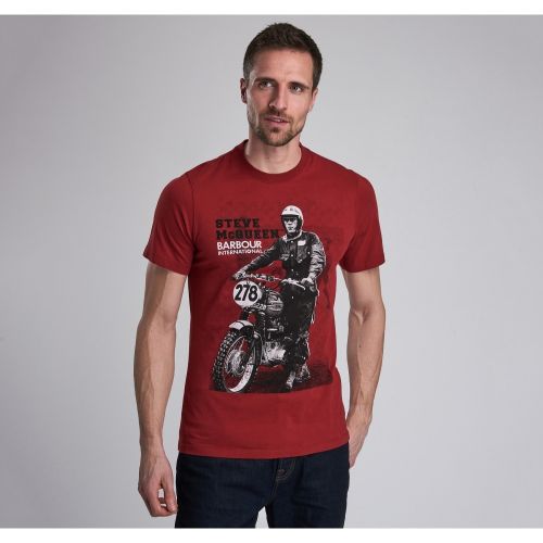 Steve McQueen™ Collection Mens Washed Red Collection Stand & Ride S/s T Shirt 46448 by Barbour from Hurleys