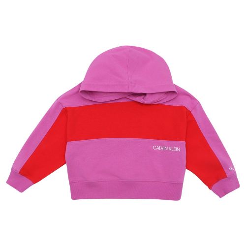 Girls Lucky Pink Colour Block Hoodie 105559 by Calvin Klein from Hurleys