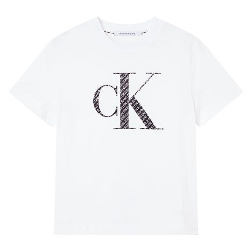 Womens Bright White Satin Bonded Logo S/s T Shirt 85740 by Calvin Klein from Hurleys