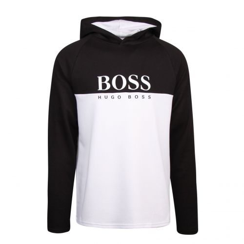 Mens Black Jacquard Hooded L/s T Shirt 85756 by BOSS from Hurleys
