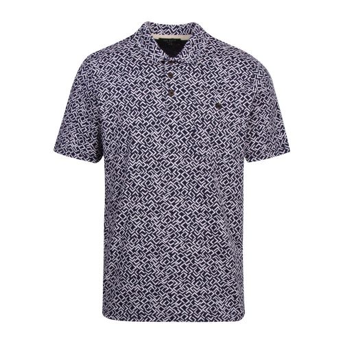 Mens Navy Micsup Printed S/s Polo Shirt 89438 by Ted Baker from Hurleys