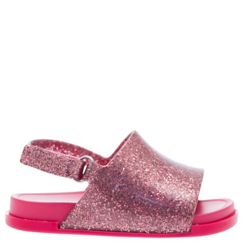 Girls Pink Glitter Beach Slide Sandals (4-9) 21531 by Mini Melissa from Hurleys