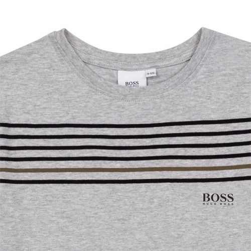 Boys Grey Marl Multi Stripe S/s T Shirt 106311 by BOSS from Hurleys