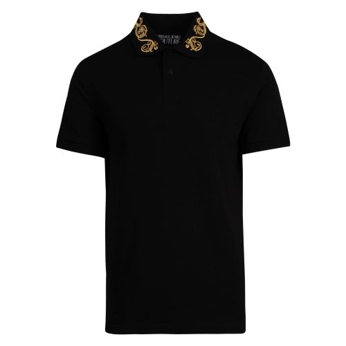 Mens Black Baroque Collar Regular Fit S/s Polo Shirt 55342 by Versace Jeans Couture from Hurleys