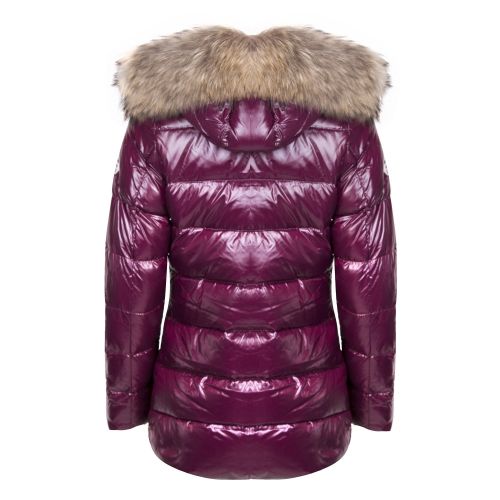 Womens Burgundy Authentic Fur Shiny Coat 32208 by Pyrenex from Hurleys