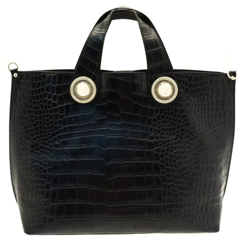 Womens Black Croc Effect Tote Bag & Purse 68086 by Versace Jeans from Hurleys