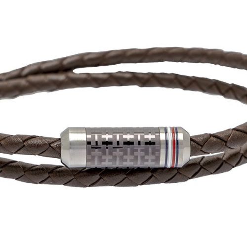 Mens Brown Double Wrap Braided Bracelet 109178 by Tommy Hilfiger from Hurleys