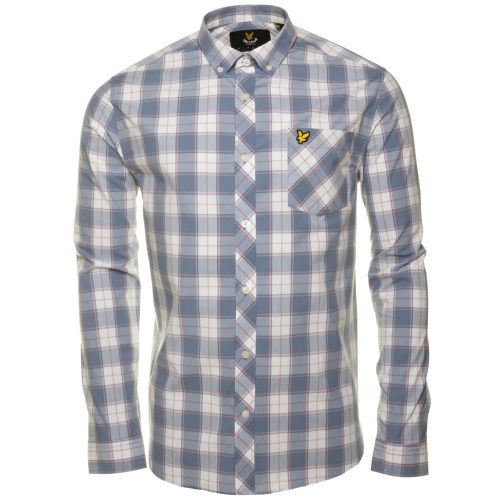 Mens Dusk Blue L/s Check Shirt 56586 by Lyle and Scott from Hurleys