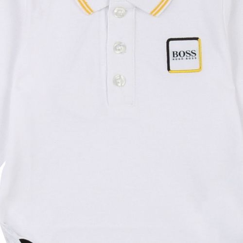 Toddler White Branded L/s Polo Shirt 45602 by BOSS from Hurleys