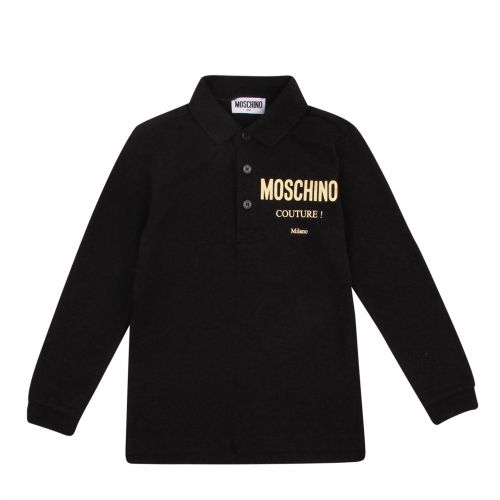 Boys Black Branded L/s Polo Shirt 47358 by Moschino from Hurleys