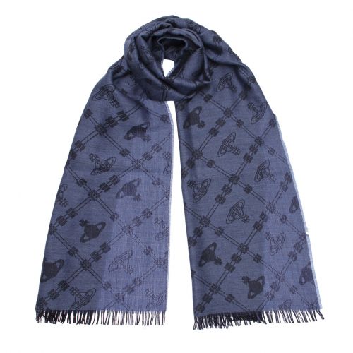 Womens Navy Up + Down Wool Scarf 77525 by Vivienne Westwood from Hurleys