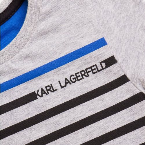 Karl Lagerfeld Boys Grey Heather Stripe Tee Shirt 7515 by Karl Lagerfeld Kids from Hurleys