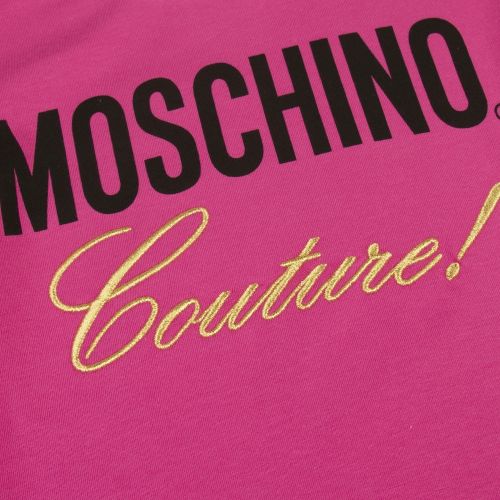 Girls Fuchsia Couture Logo L/s T Shirt 47320 by Moschino from Hurleys