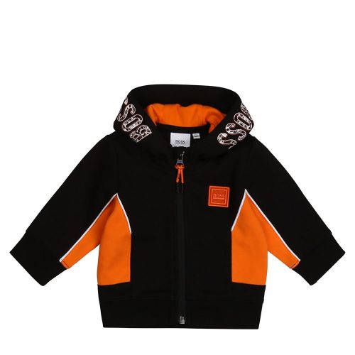 Toddler Black Graphic Logo Hooded Zip Through Sweat Top 78403 by BOSS from Hurleys