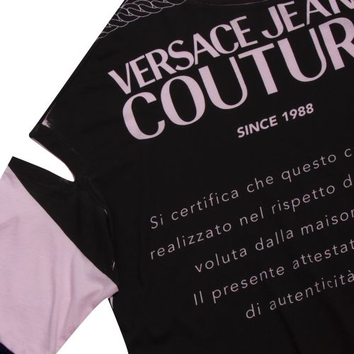 Womens Pink/Black Open Arm Branded S/s T Shirt 51201 by Versace Jeans Couture from Hurleys