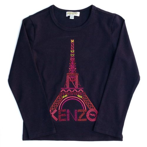 Girls Midnight Blue Azna Tower L/s Tee Shirt 64149 by Kenzo from Hurleys