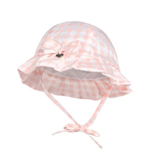 Baby Pink Gingham Bow Hat 82923 by Mayoral from Hurleys
