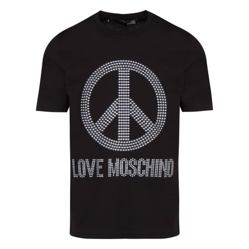 Mens Black Peace Stud Regular Fit S/s T Shirt 43130 by Love Moschino from Hurleys