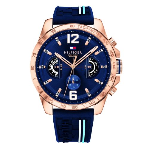 Mens Rose Gold/Navy/Blue Decker Silicone Watch 44216 by Tommy Hilfiger from Hurleys