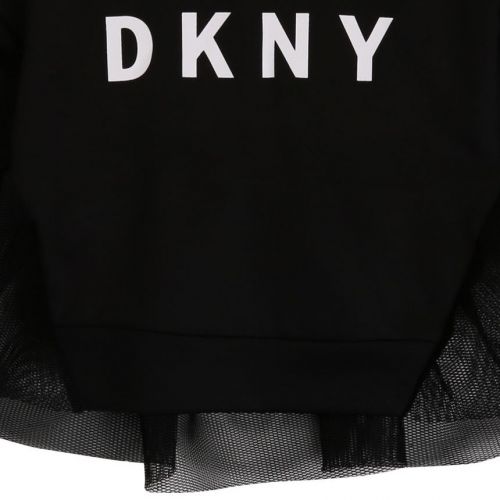 Girls Black Net Frill Detail Sweat Top 75359 by DKNY from Hurleys