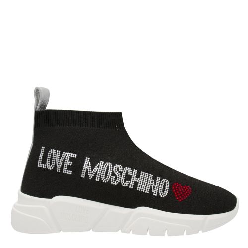 Womens Black Glitter Knit Sock Trainers 53159 by Love Moschino from Hurleys