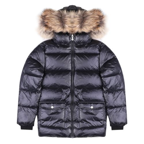 Kids Black Authentic Shiny Fur Coat 32234 by Pyrenex from Hurleys