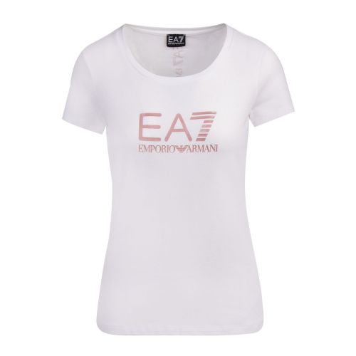 Womens White/Rose Gold Branded S/s T Shirt 75950 by EA7 from Hurleys