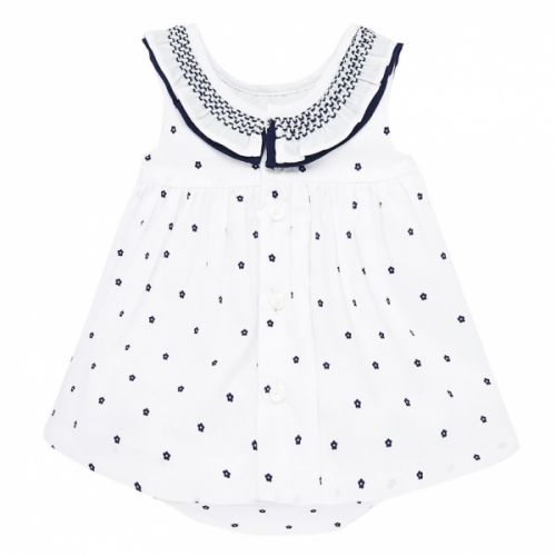 Baby Nautical White Woven Collar Bow Dress 58142 by Mayoral from Hurleys