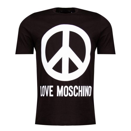 Mens Black Large Peace Logo Regular S/s T Shirt 26897 by Love Moschino from Hurleys