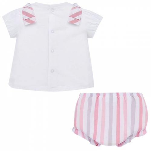 Baby White/Rose Heart Top & Bloomer Set 58151 by Mayoral from Hurleys