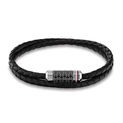 Mens Black Double Wrap Braided Bracelet 94839 by Tommy Hilfiger from Hurleys