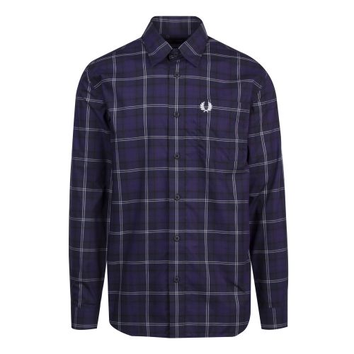 Mens Medieval Blue Tartan Check L/s Shirt 52241 by Fred Perry from Hurleys